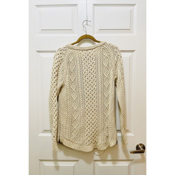 LL Bean Womens Sweater Fisherman Tunic Cable Knit Size XS Cream Ivory - Picture 7 of 7